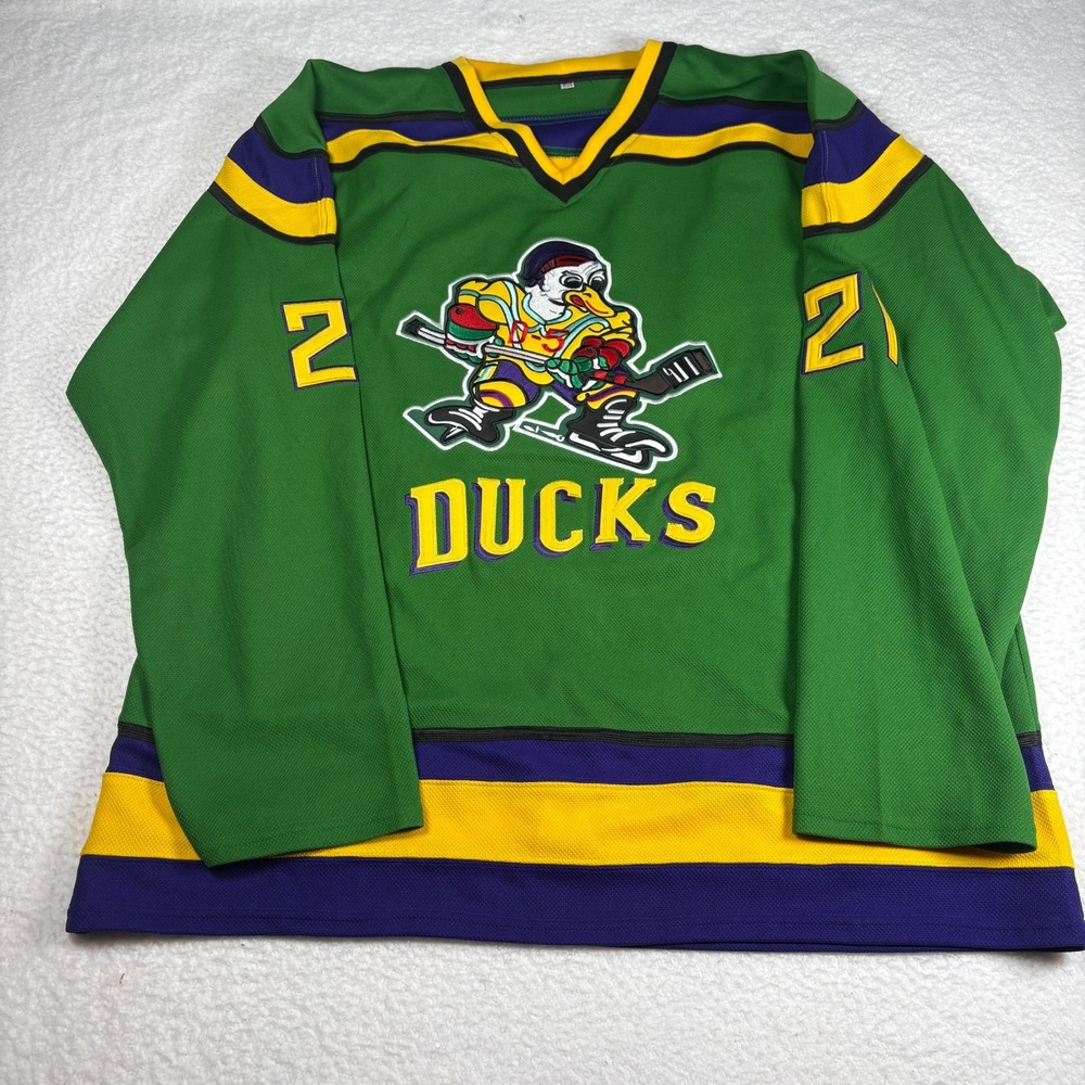 Vintage Mighty Ducks Hockey Men's Dean Portman XXL Green Jersey